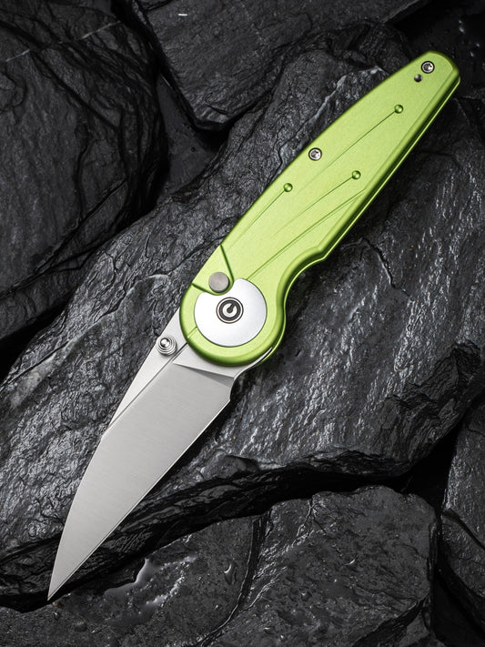 Civivi Starflare 3.3" Nitro-V Lime Green Aluminium Wharncliffe Button Lock Folding Knife C23052-3