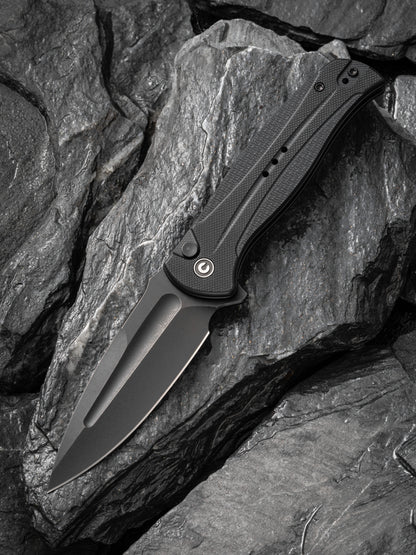 Civivi Incindie 3.48" Sandvik 14C28N Black G10 Button Lock Folding Knife C23053-1