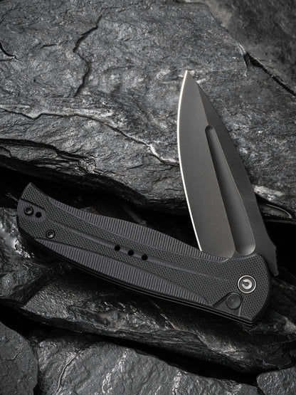 Civivi Incindie 3.48" Sandvik 14C28N Black G10 Button Lock Folding Knife C23053-1