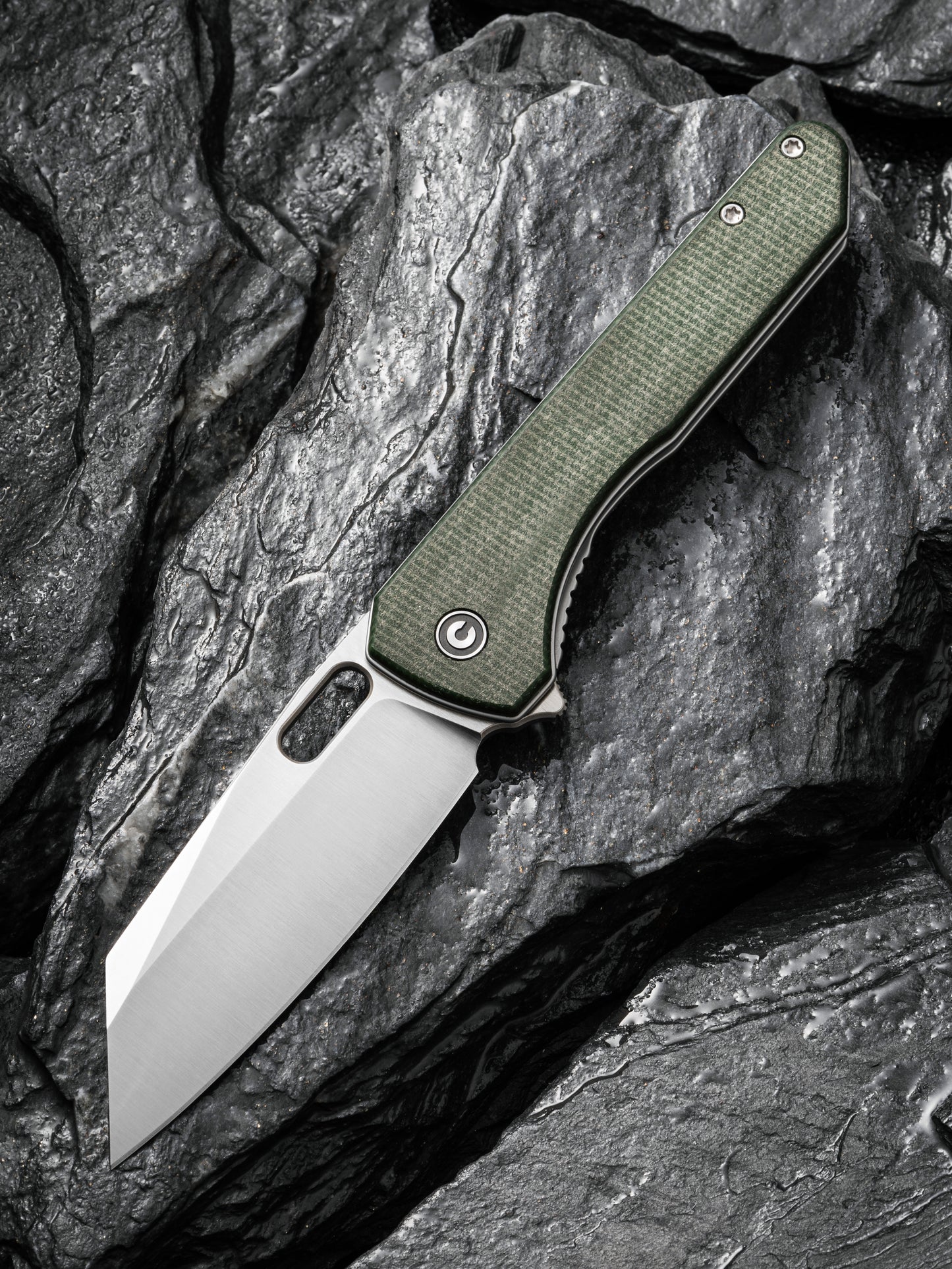 Civivi Nugz 3.17" Sandvik 14C28N Green Canvas Micarta Folding Knife by Matthew Wehrwein C23060-2