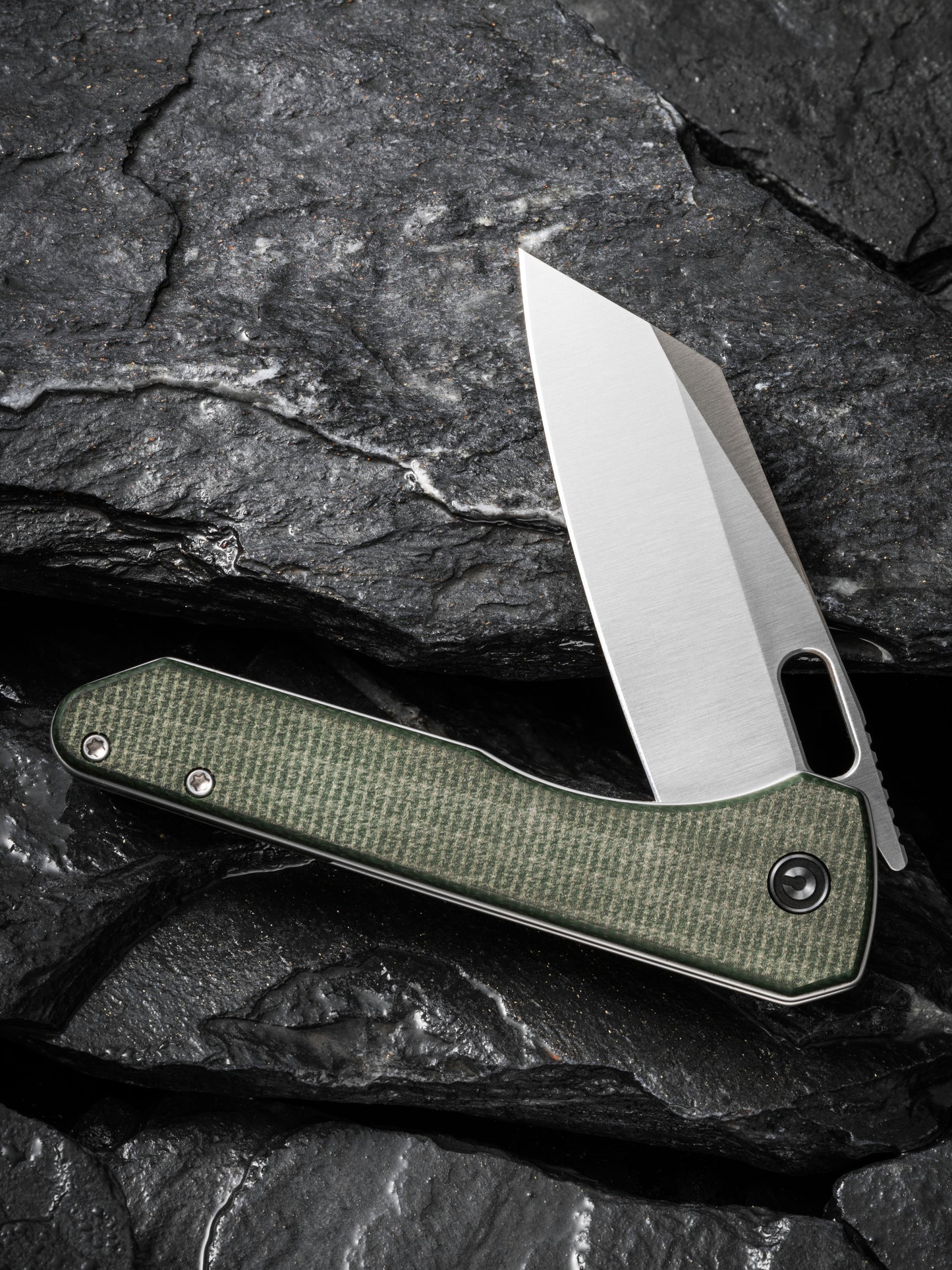Civivi Nugz 3.17" Sandvik 14C28N Green Canvas Micarta Folding Knife by Matthew Wehrwein C23060-2