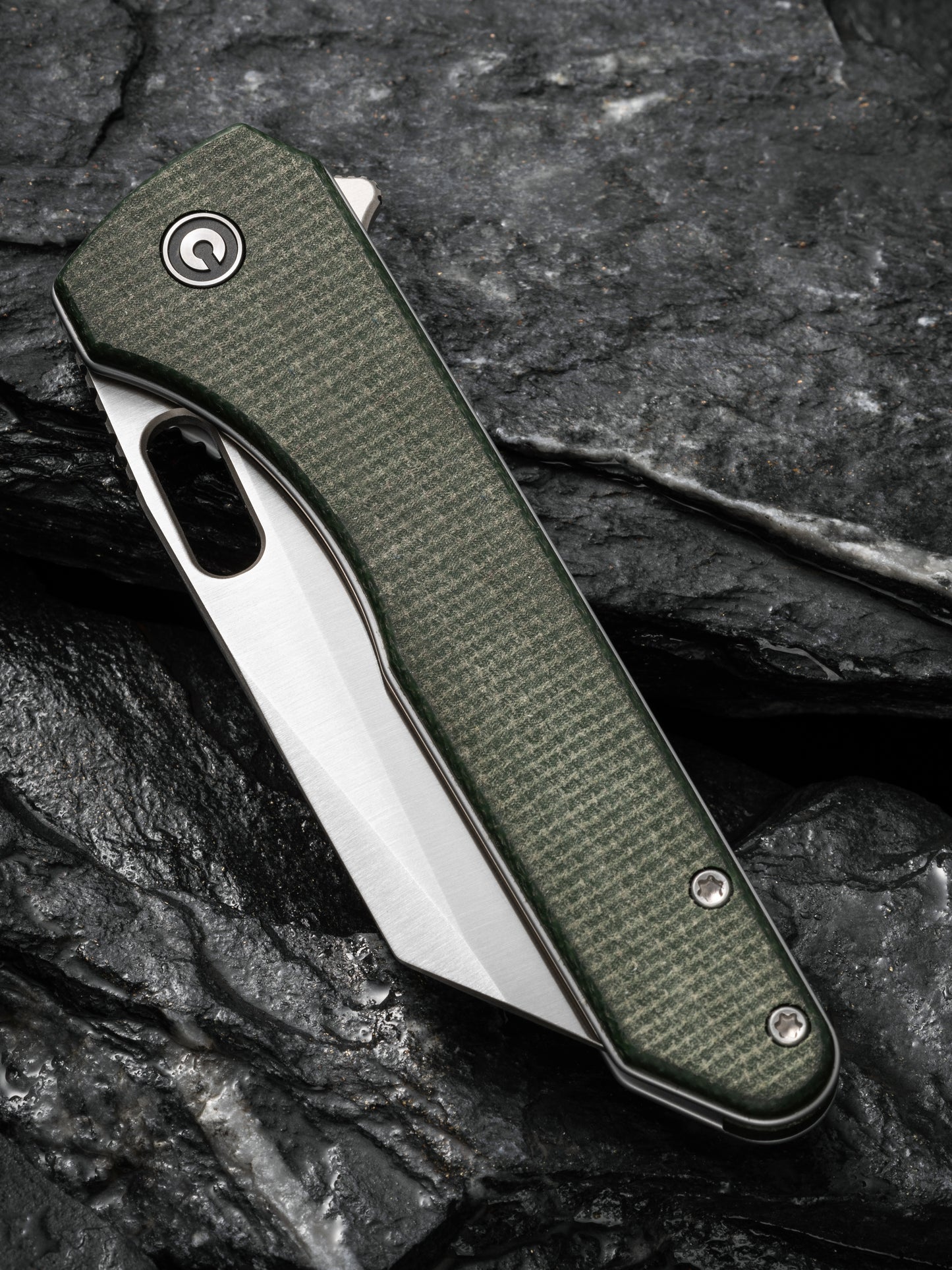 Civivi Nugz 3.17" Sandvik 14C28N Green Canvas Micarta Folding Knife by Matthew Wehrwein C23060-2