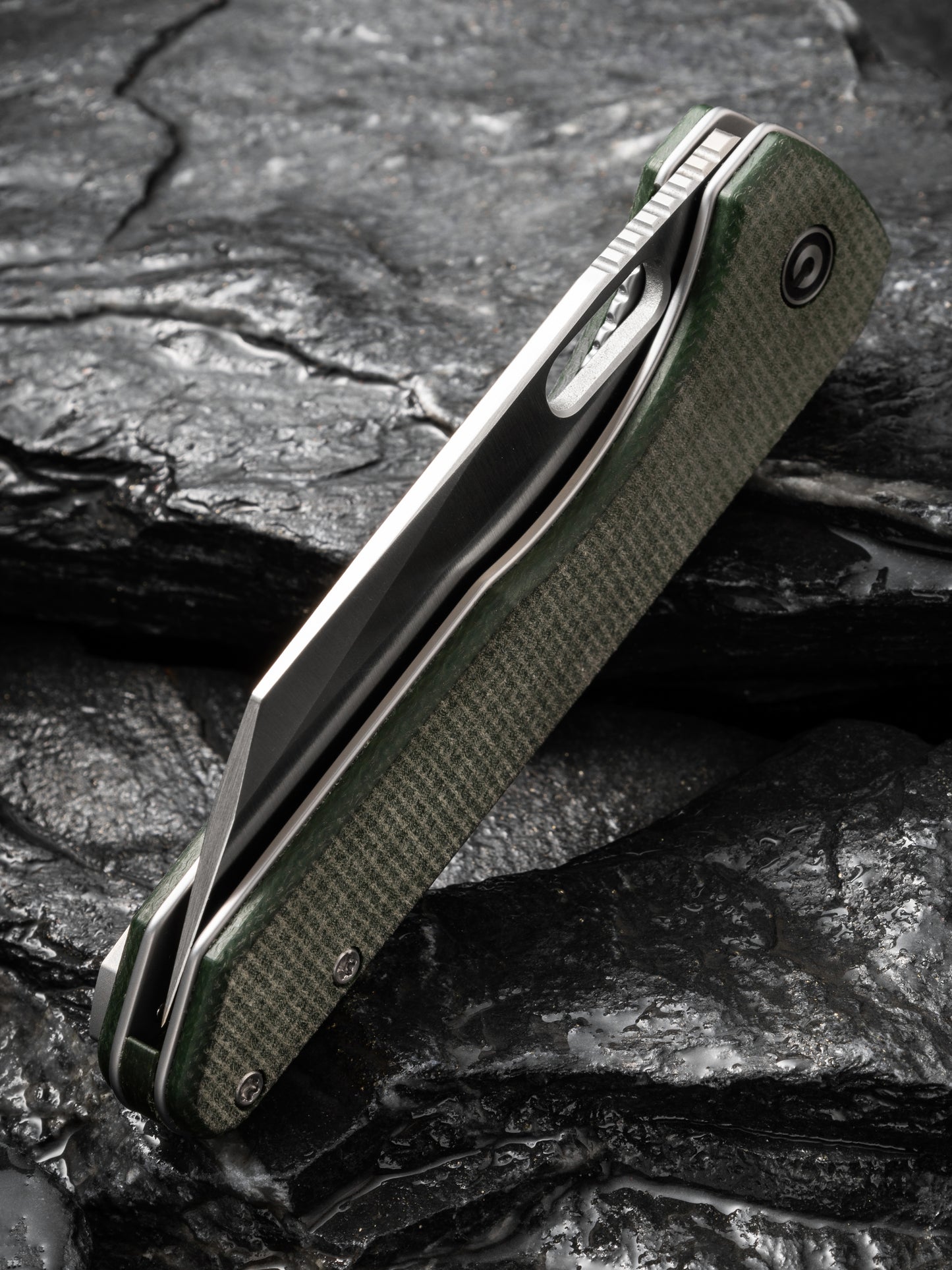 Civivi Nugz 3.17" Sandvik 14C28N Green Canvas Micarta Folding Knife by Matthew Wehrwein C23060-2