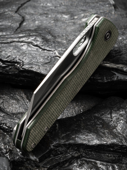 Civivi Nugz 3.17" Sandvik 14C28N Green Canvas Micarta Folding Knife by Matthew Wehrwein C23060-2