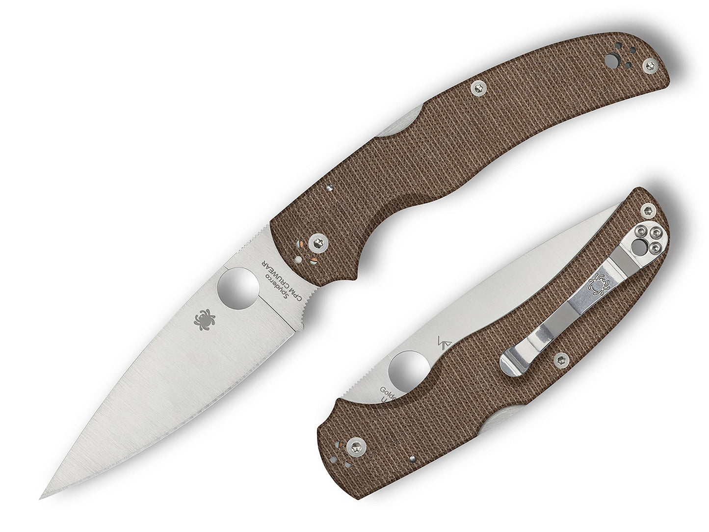 Spyderco Native Chief 4.08" CPM Cru-Wear Brown Canvas Micarta Folding Knife C244MPCW