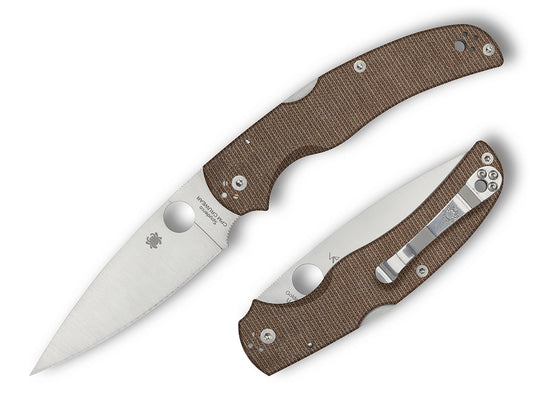 Spyderco Native Chief 4.08" CPM Cru-Wear Brown Canvas Micarta Folding Knife C244MPCW