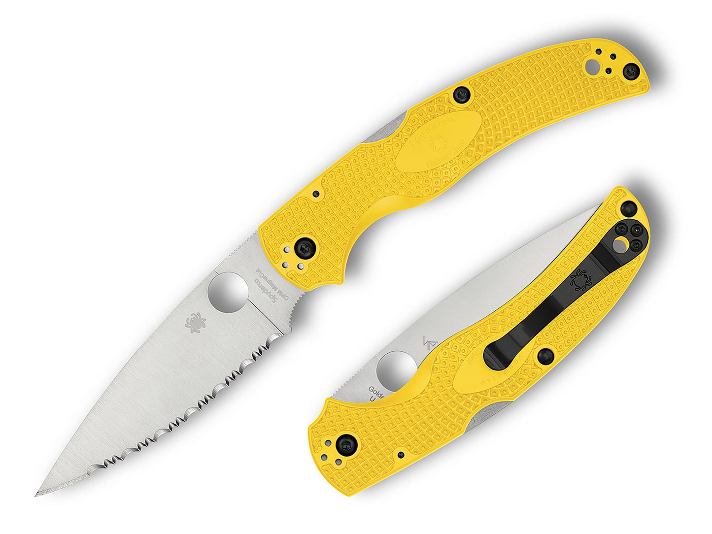 Spyderco Native Chief Salt Lightweight 4.02" CPM Magnacut Serrated Yellow FRN Folding Knife C244SYL