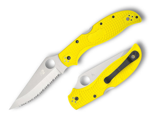Spyderco Stretch 2 XL Salt 3.99" H-2 Rustproof SpyderEdge Yellow FRN Folding Knife C258SYL