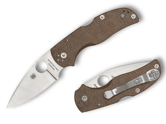 Spyderco Native 5 2.95" CPM Cru-Wear Brown Canvas Micarta Folding Knife C41MPCW5