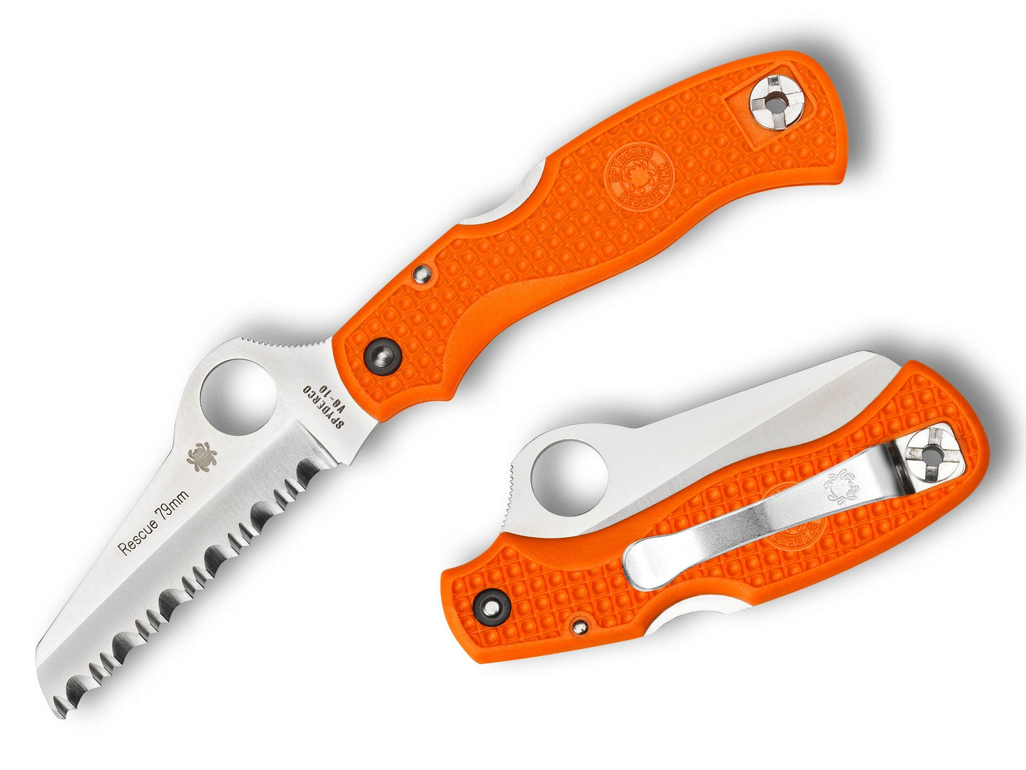 Spyderco Rescue 79MM 3.11" VG-10 Orange FRN Rescue Folding Knife C45SOR