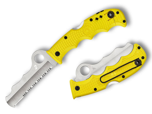 Spyderco Assist Salt 3.7" H-2 SpyderEdge Yellow FRN 2 Rustproof Rescue Folding Knife C79PSYL