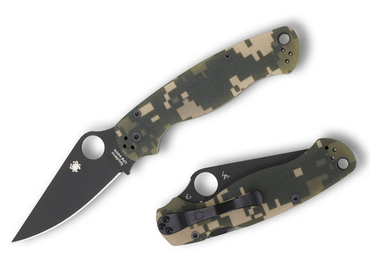 Spyderco ParaMilitary 2 Black DLC S45VN Digital Camo G-10 Folding Knife C81GPCMOBK2