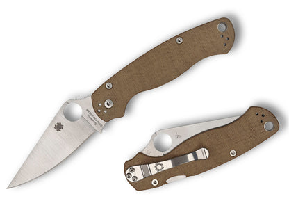 Spyderco ParaMilitary 2 3.47" CPM Cru-Wear Brown Canvas Micarta Folding Knife C81MPCW2