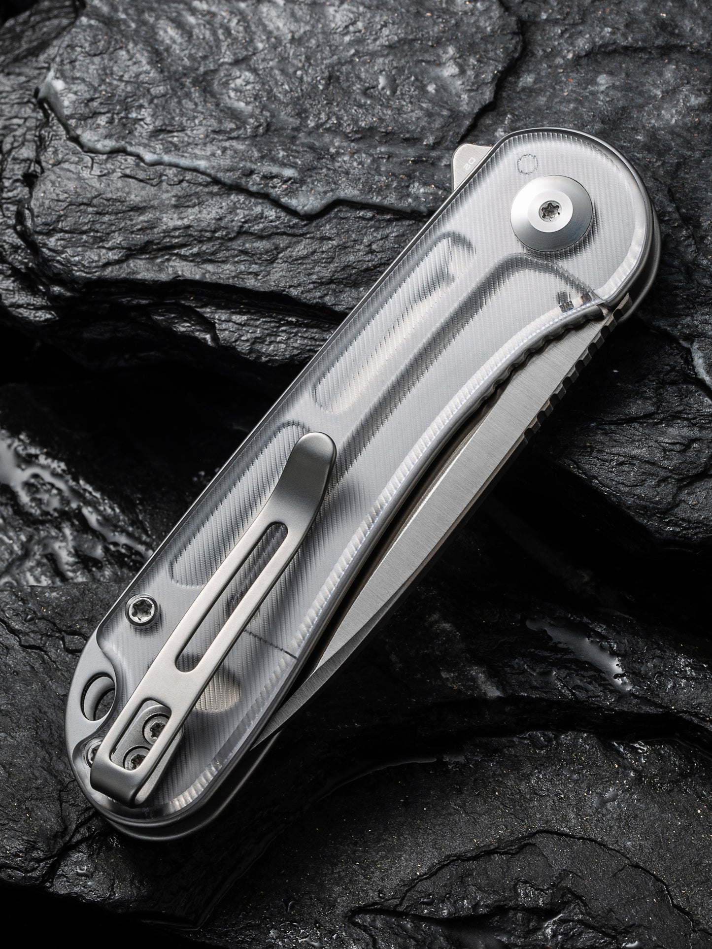 Civivi Elementum 2.96" D2 Polished Clear Lexan Folding Knife C907A-7