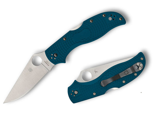 Spyderco Stretch 2 Straight Spine 3.43" K390 Blue FRN Folding Knife C90FP2K390