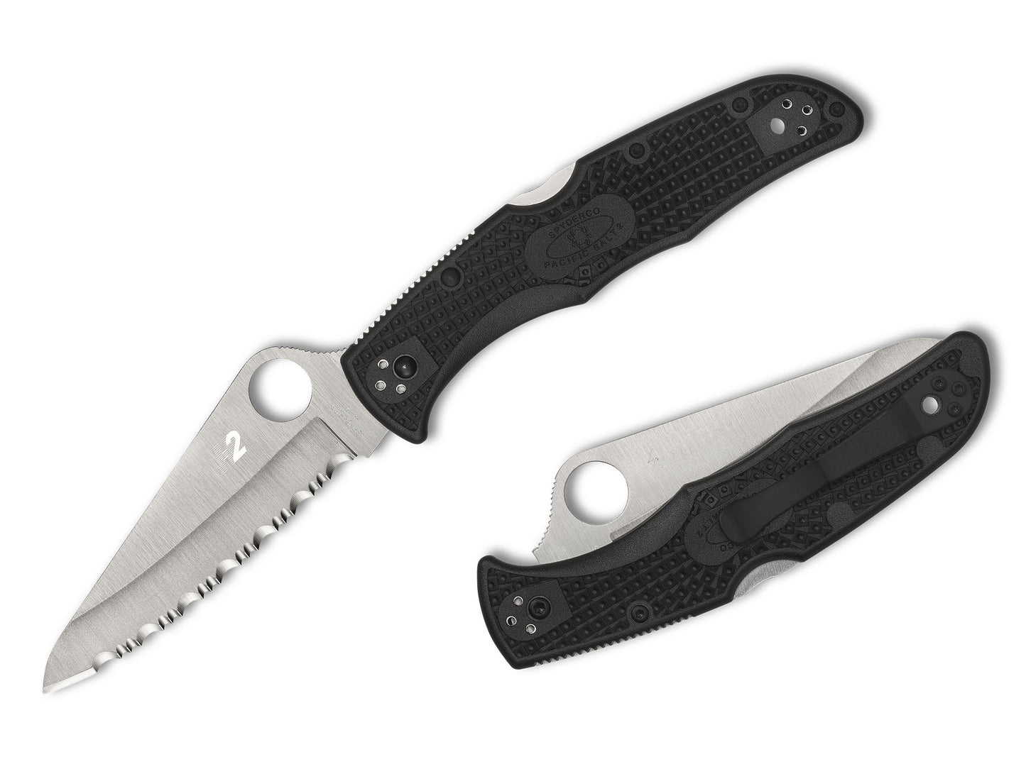 Spyderco Pacific Salt 2 3.78” H-2 Rustproof Serrated Folding Knife C91SBK2