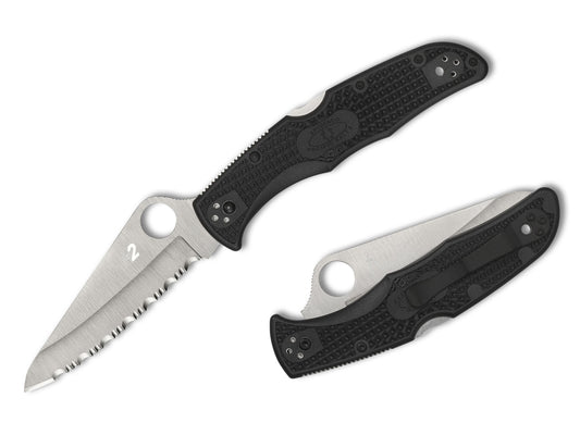 Spyderco Pacific Salt 2 3.78” H-2 Rustproof Serrated Folding Knife C91SBK2