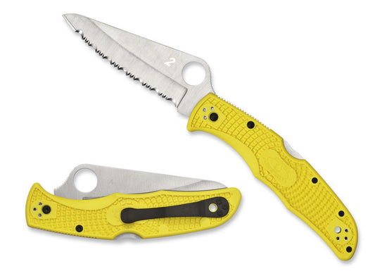 Spyderco Pacific Salt 2 Yellow 3.78” H-2 Rustproof Serrated Folding Knife C91SYL2