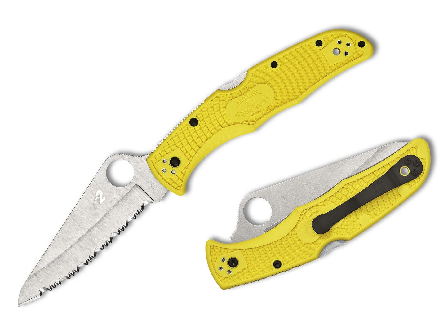 Spyderco Pacific Salt 2 Yellow 3.78” H-2 Rustproof Serrated Folding Knife C91SYL2