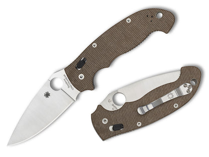 Spyderco Manix 2 XL 3.85" CPM Cru-Wear Brown Canvas Micarta Folding Knife C95MPCW2
