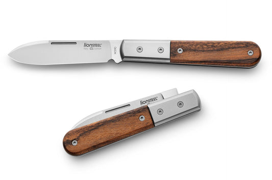 LionSteel Barlow Roundhead 2.95" M390 Santos Wood Titanium Slipjoint Folding Knife