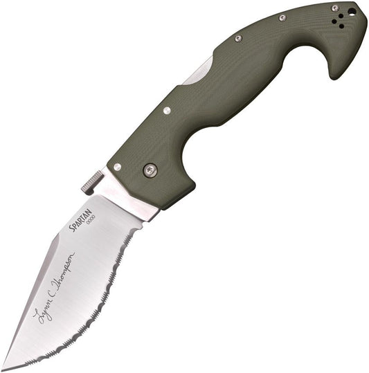 Cold Steel Spartan Lynn Thompson Limited Edition 4.5" S35VN Serrated OD Green G10 Folding Knife 21STAA