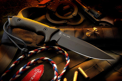Spartan Blades Harsey Difensa 6.25" CPM S45VN DLC Black Fixed Blade Knife with Black MOLLE Sheath