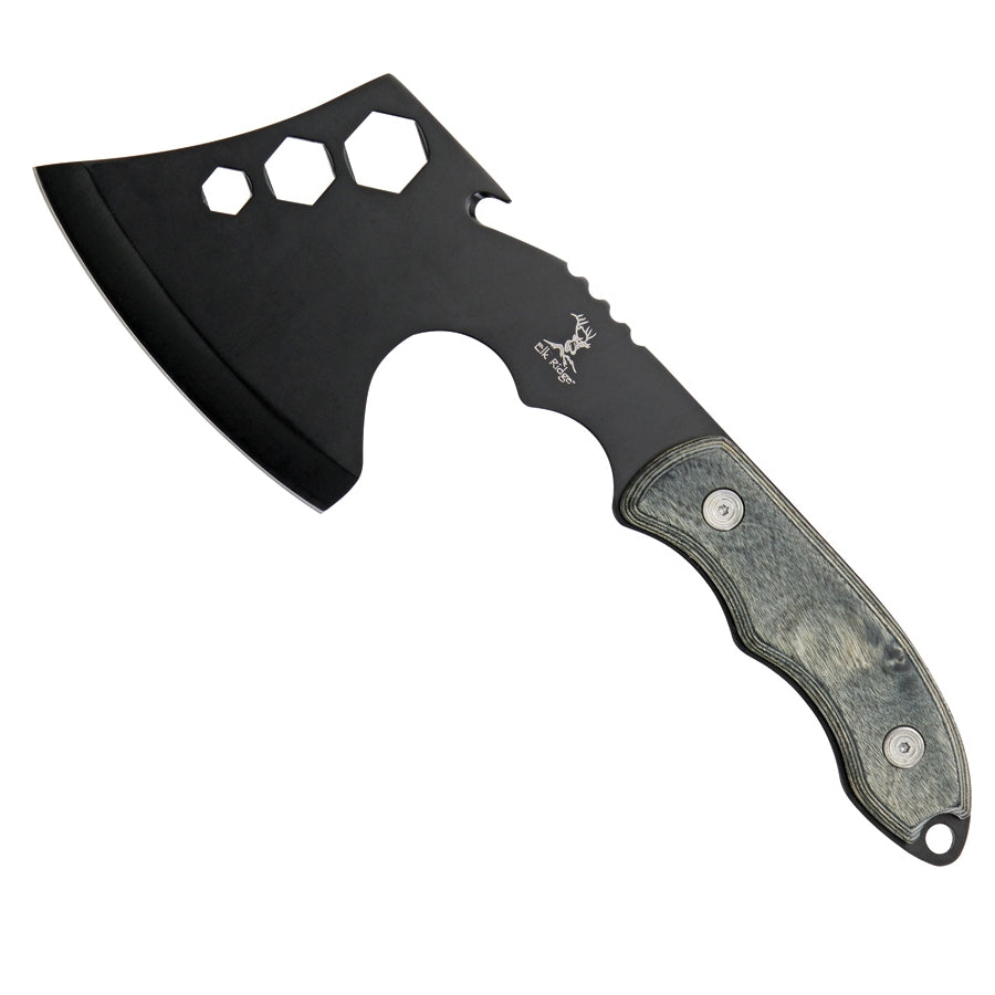 Elk Ridge 10.5" Black Full-Tang Hatchet Axe with Gray Pakkawood Handle