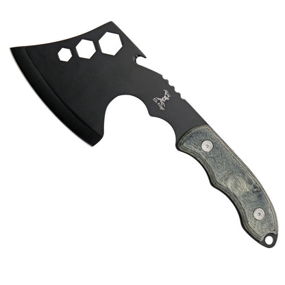 Elk Ridge 10.5" Black Full-Tang Hatchet Axe with Gray Pakkawood Handle