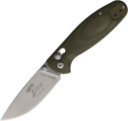 ESEE Expat Medellin II 2.75" S35VN Crossbar Lock Green Canvas Micarta Folding Knife