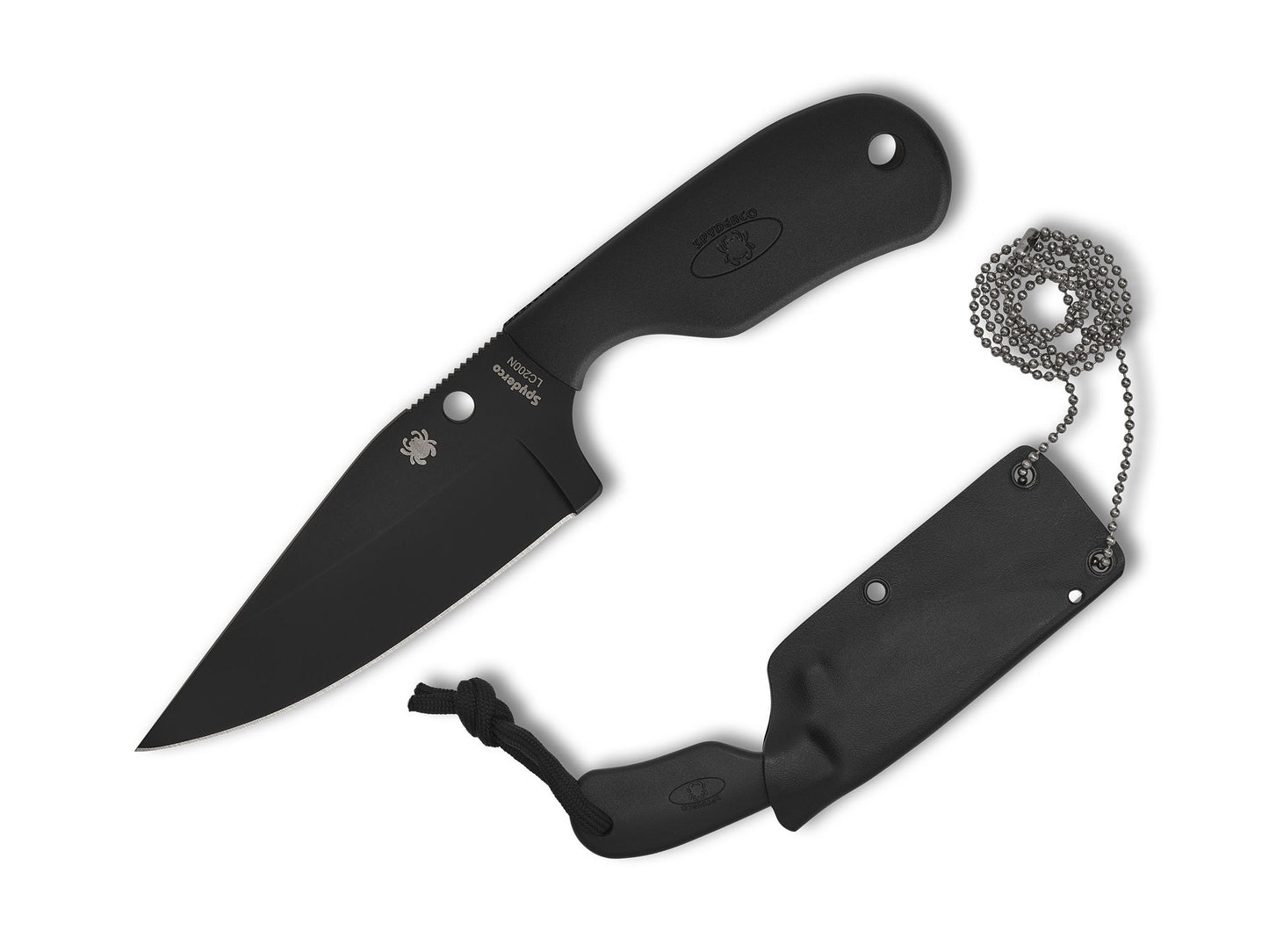 Spyderco Fred Perrin Subway Bowie 2.8" LC200N Black Fixed Blade Knife FB48PBBK