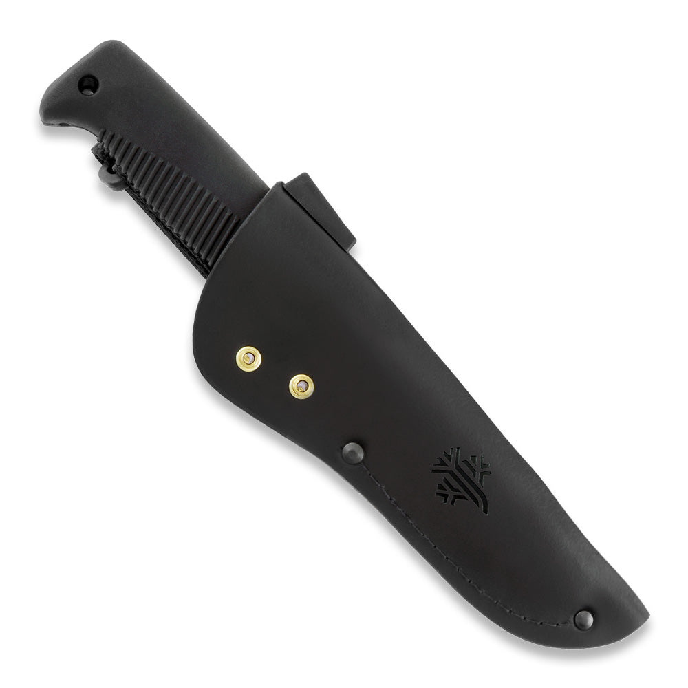 Peltonen M07 Ranger Puukko 4.68" N690 Black Fixed Blade Knife with Leather Sheath