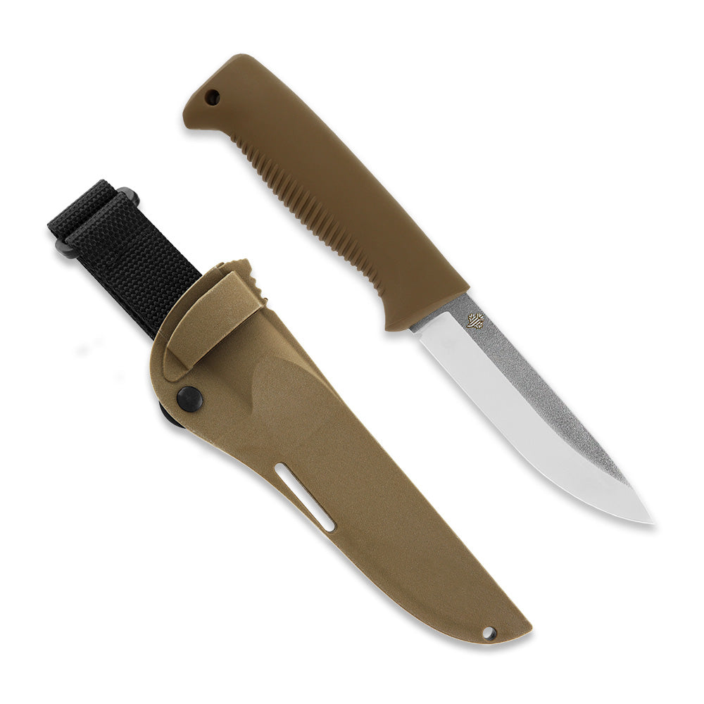 Peltonen M07 Ranger Puukko 4.68" N690 Coyote Brown Fixed Blade Knife with Composite Sheath