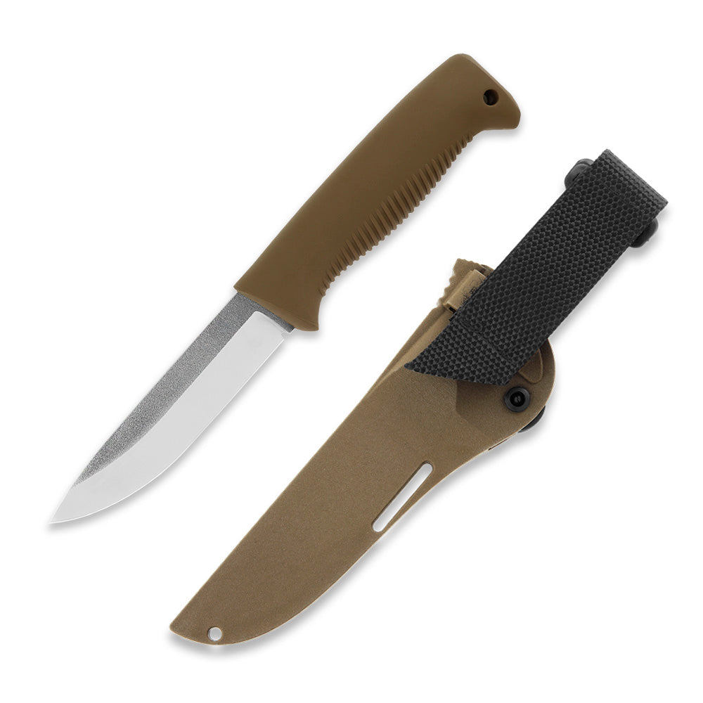 Peltonen M07 Ranger Puukko 4.68" N690 Coyote Brown Fixed Blade Knife with Composite Sheath