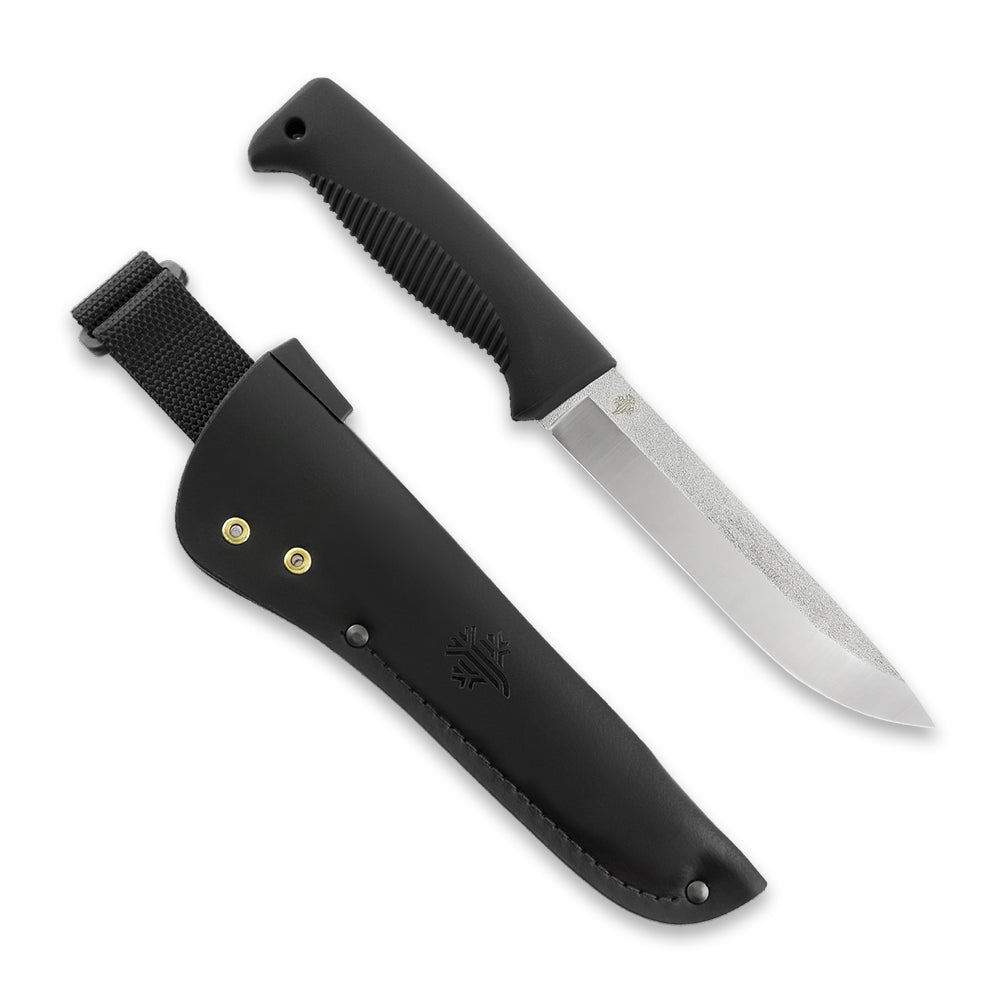 Peltonen M95 Ranger Puukko 5.7" N690 Black Fixed Blade Knife with Leather Sheath