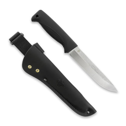 Peltonen M95 Ranger Puukko 5.7" N690 Black Fixed Blade Knife with Leather Sheath