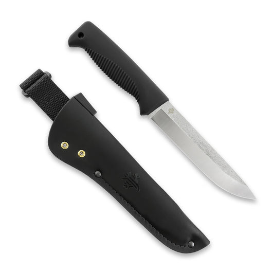Peltonen M95 Ranger Puukko 5.7" N690 Black Fixed Blade Knife with Leather Sheath