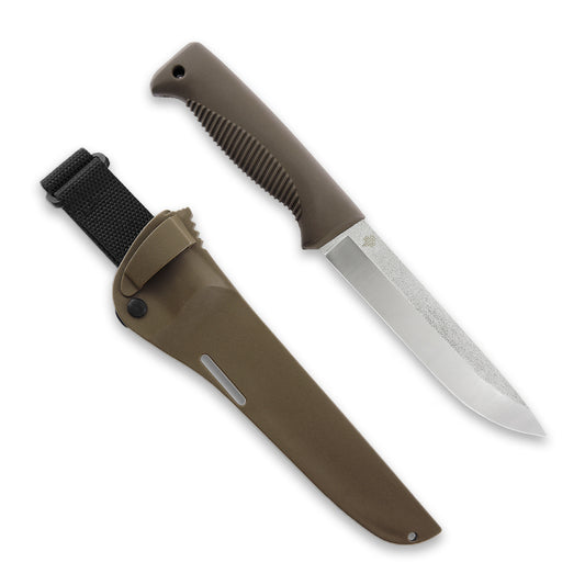 Peltonen M95 Ranger Puukko 5.7" N690 Coyote Brown Fixed Blade Knife with Composite Sheath