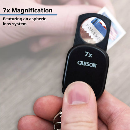 Carson Clip & View 7x Pop-Up Retractable Aspheric Keychain Magnifier GN-70