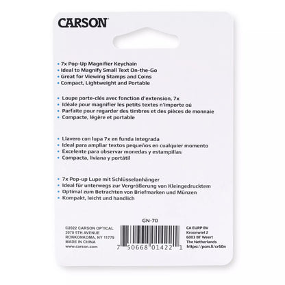 Carson Clip & View 7x Pop-Up Retractable Aspheric Keychain Magnifier GN-70
