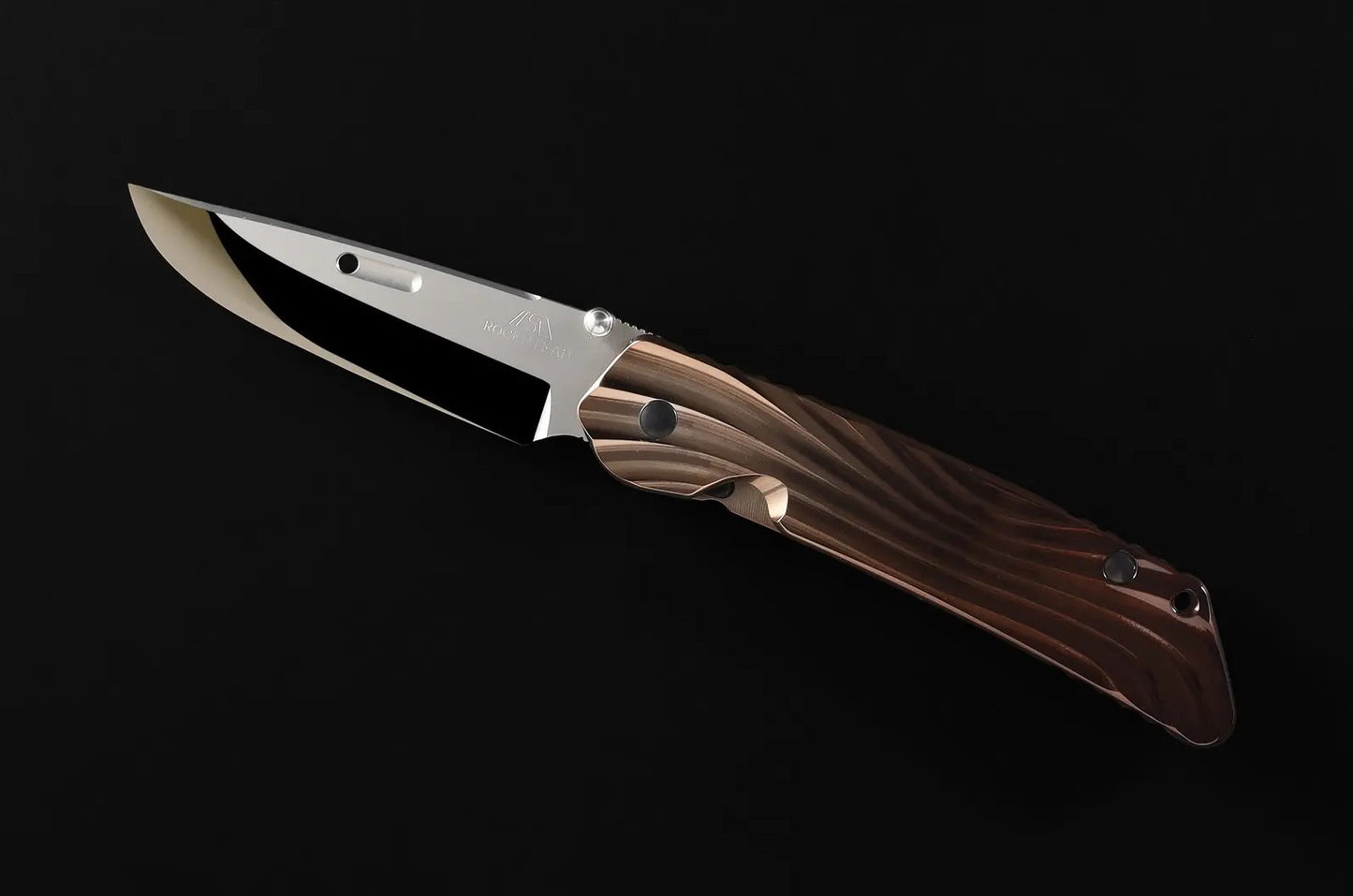 Rockstead HIGO II TI-ZDP (SAB) 3.5" Polished ZDP189 Folding Knife with Shiny Antique Bronze Titanium Handle