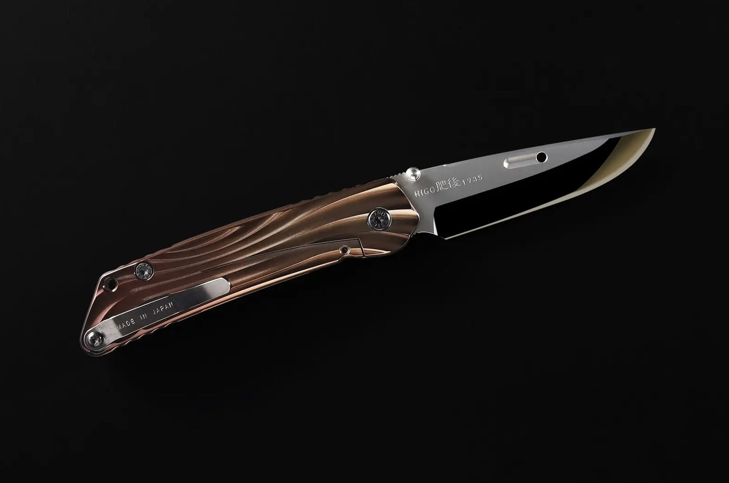 Rockstead HIGO II TI-ZDP (SAB) 3.5" Polished ZDP189 Folding Knife with Shiny Antique Bronze Titanium Handle