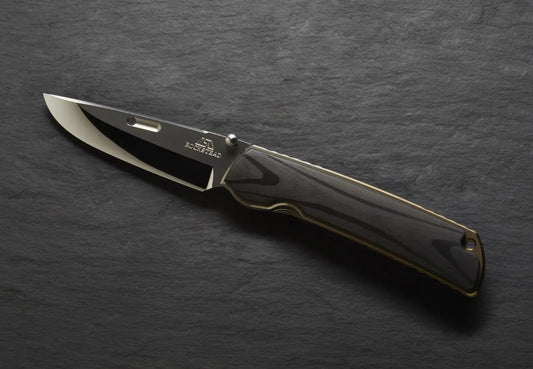 Rockstead HIGO II X-CF-ZDP (Silver Gold) 3.5" Polished ZDP189 Folding Knife with Titanium Carbon Fiber Handle