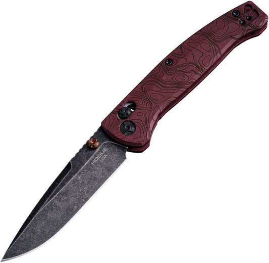 Hogue Mysto Fire 3.4" CPM Magnacut Black Stonewash Redstone Richlite Folding Knife