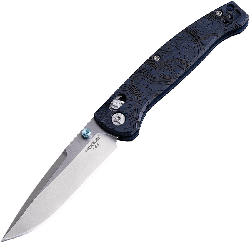 Hogue Mysto Water 3.4" CPM Magnacut Stone Tumbled Blue Canyon Richlite Folding Knife