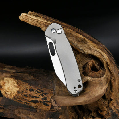 CJRB Pyrite Wharncliffe 3.11" AR-RPM9 Titanium Button-Lock Folding Knife J1925A-TI