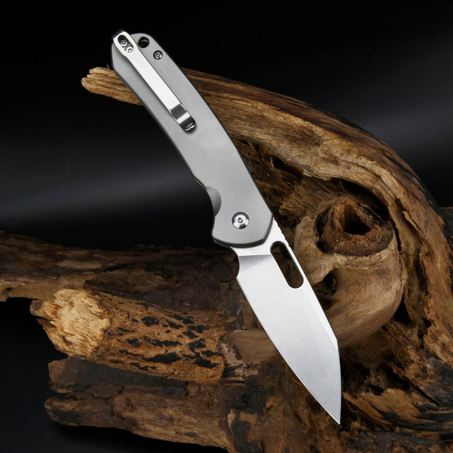 CJRB Pyrite Wharncliffe 3.11" AR-RPM9 Titanium Button-Lock Folding Knife J1925A-TI