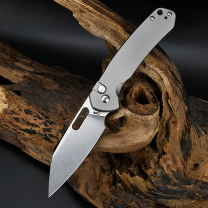 CJRB Pyrite Wharncliffe 3.11" AR-RPM9 Titanium Button-Lock Folding Knife J1925A-TI