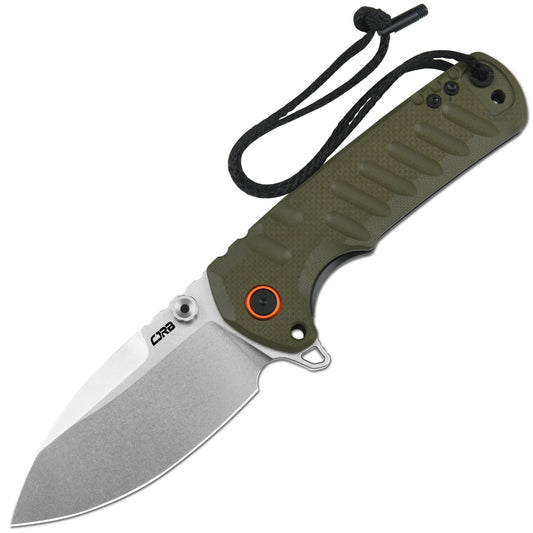 CJRB Tundra 3.78" D2 Stonewash Green G10 Locking Pin Folding Knife J1966-GN