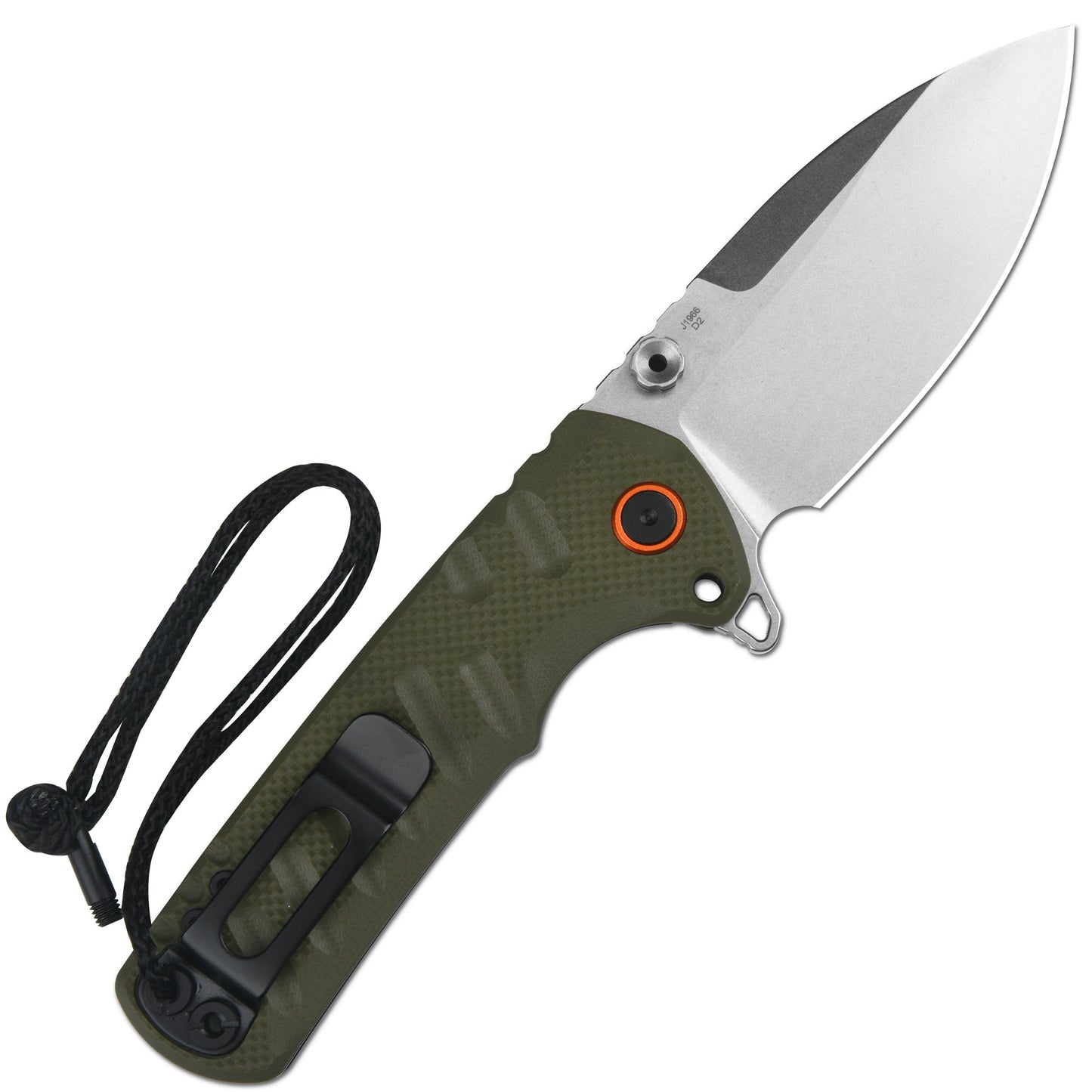 CJRB Tundra 3.78" D2 Stonewash Green G10 Locking Pin Folding Knife J1966-GN